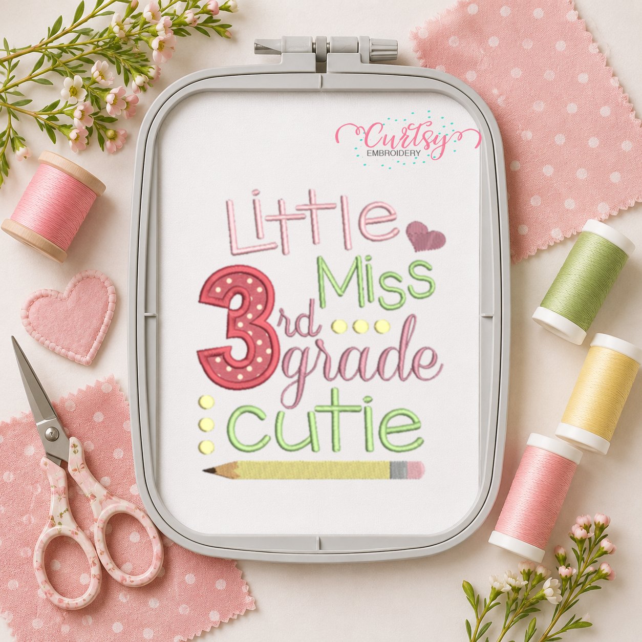 Little Miss 3rd Grade Cutie Applique Design _ Logo 3 Little Miss 3rd Grade Cutie Applique Design _ Logo 3