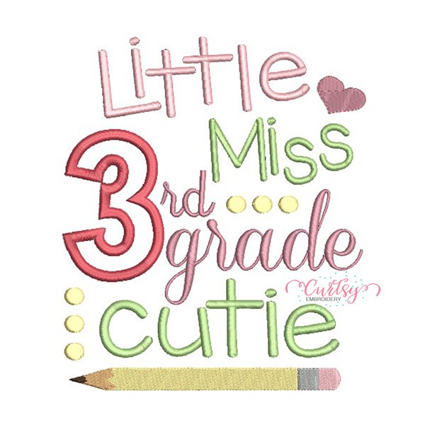 Little Miss 3rd Grade Cutie Applique Design _ Website Little Miss 3rd Grade Cutie Applique Design _ Website