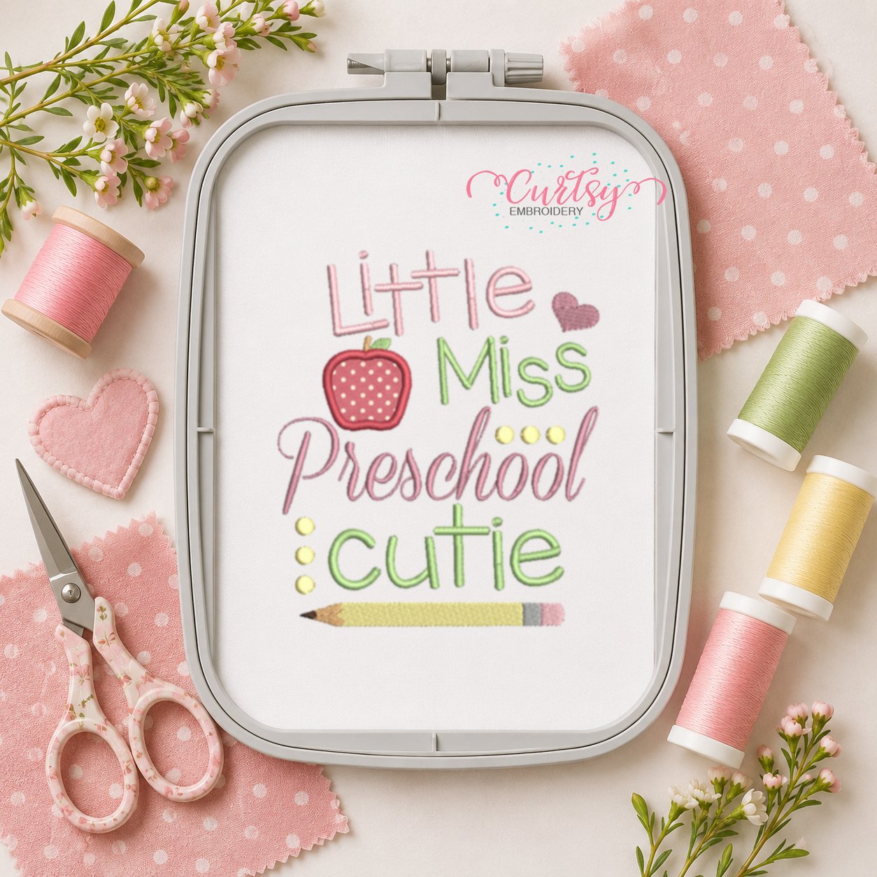 Little Miss Preschool Cutie Applique Design _ Logo 3 Little Miss Preschool Cutie Applique Design _ Logo 3