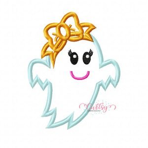Girl Ghost With Bow Applique