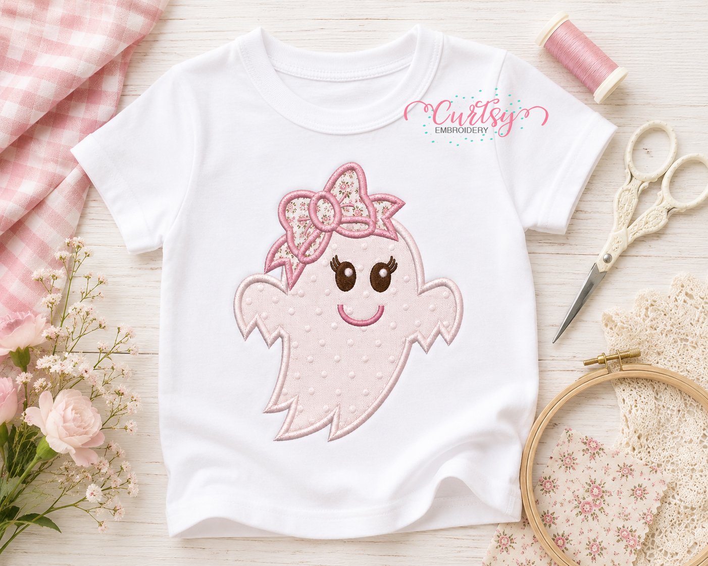Girl Ghost with Bow Applique Design _ Logo 1 Girl Ghost with Bow Applique Design _ Logo 1
