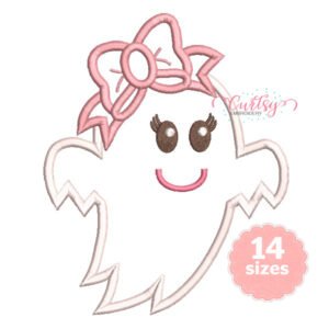 Girl Ghost With Bow Applique