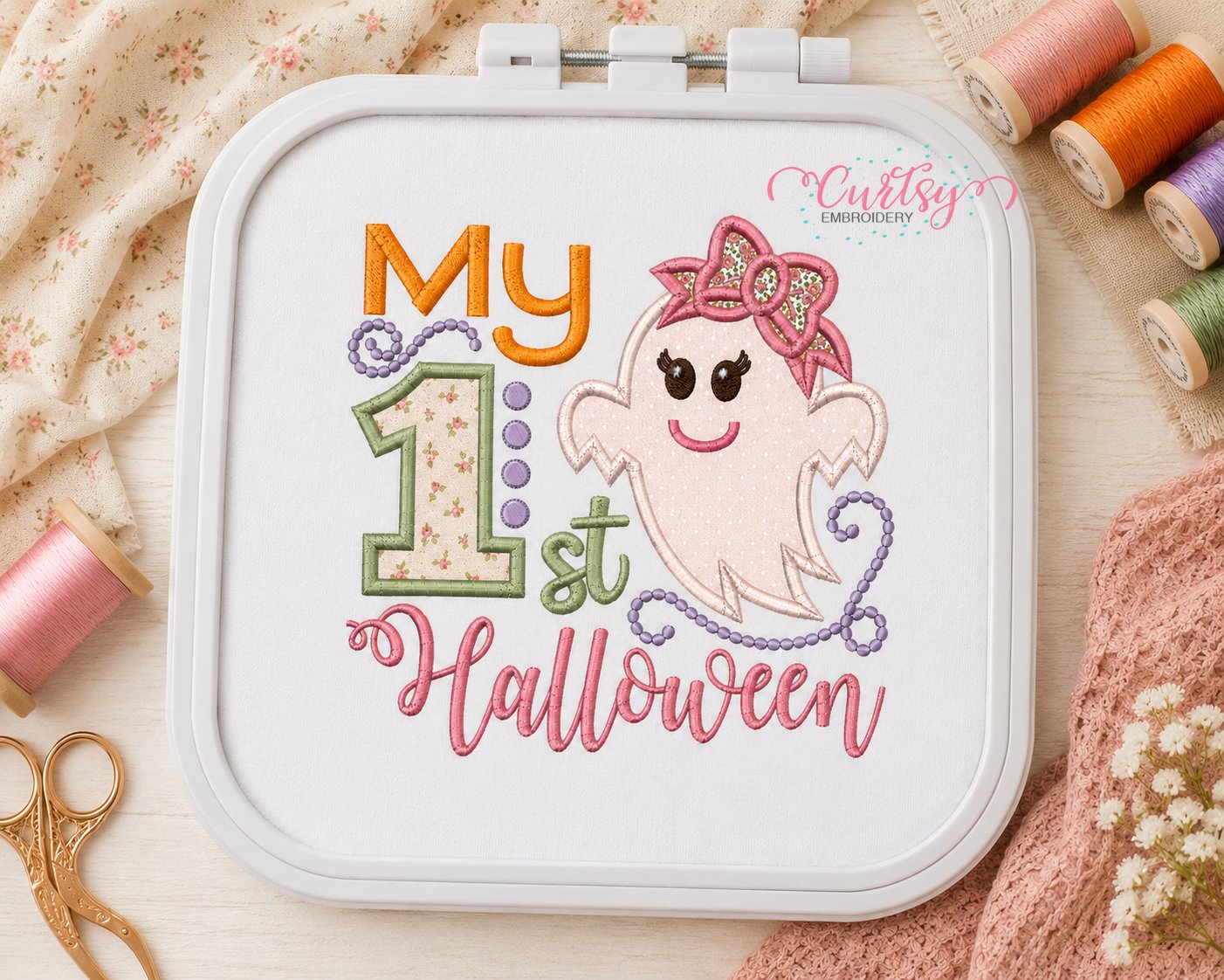 First Halloween applique embroidery design in machine hoop