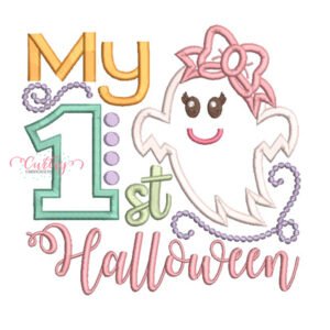 My First Halloween Applique Embroidery Design for Girls