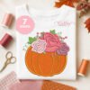 Pumpkin with Roses Applique Embroidery Design _ Etsy 2000 Pumpkin with Roses applique embroidery design displayed on a folded white shirt