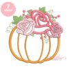 Pumpkin with Roses Applique Embroidery Design _ Website Pumpkin with Roses applique embroidery design featuring three floral roses, leaves and vines, available in seven sizes