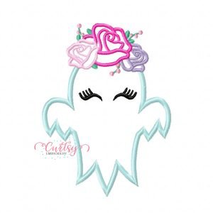 Girl Ghost Flowers Applique