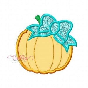 Pumpkin with Bow Applique Design