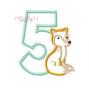 5th Birthday Woodland Fox Applique