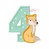 Fourth Birthday Woodland Fox Applique Design