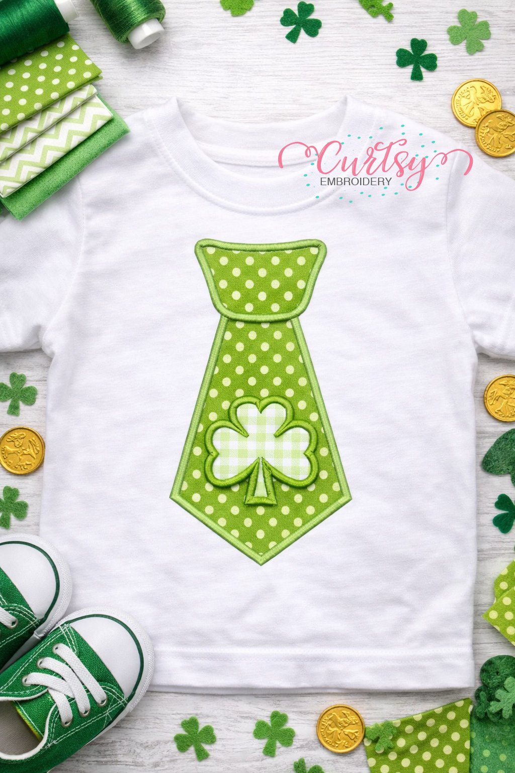 Shamrock Tie Applique Embroidery Design logo 1