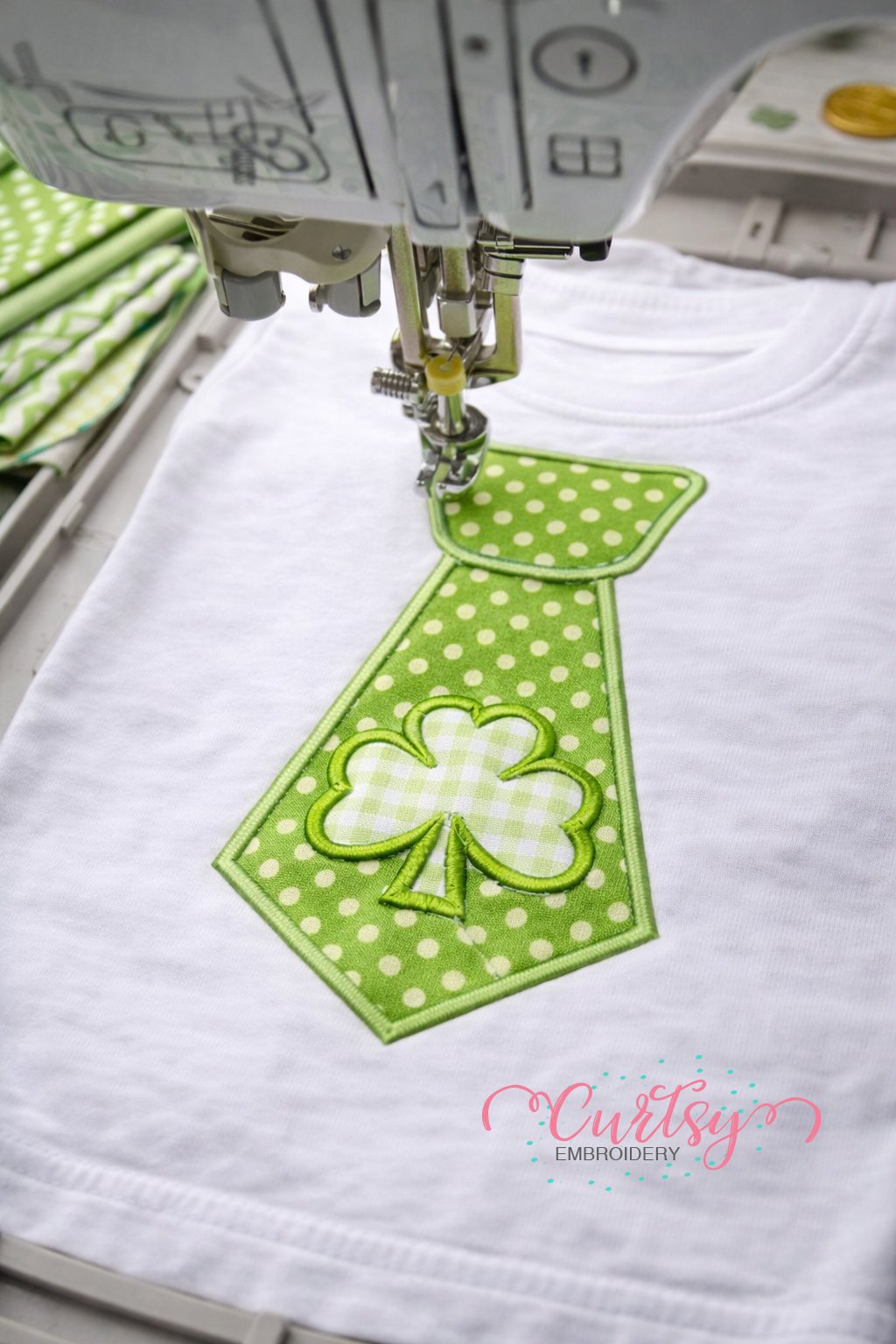 Shamrock Tie Applique Embroidery Design logo 2