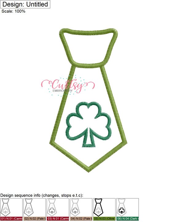 Shamrock Tie Applique Stitch Map 72