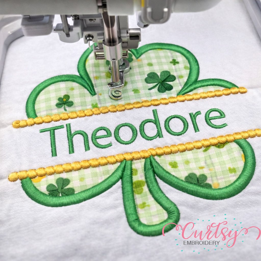 Split Shamrock Applique Design logo 2