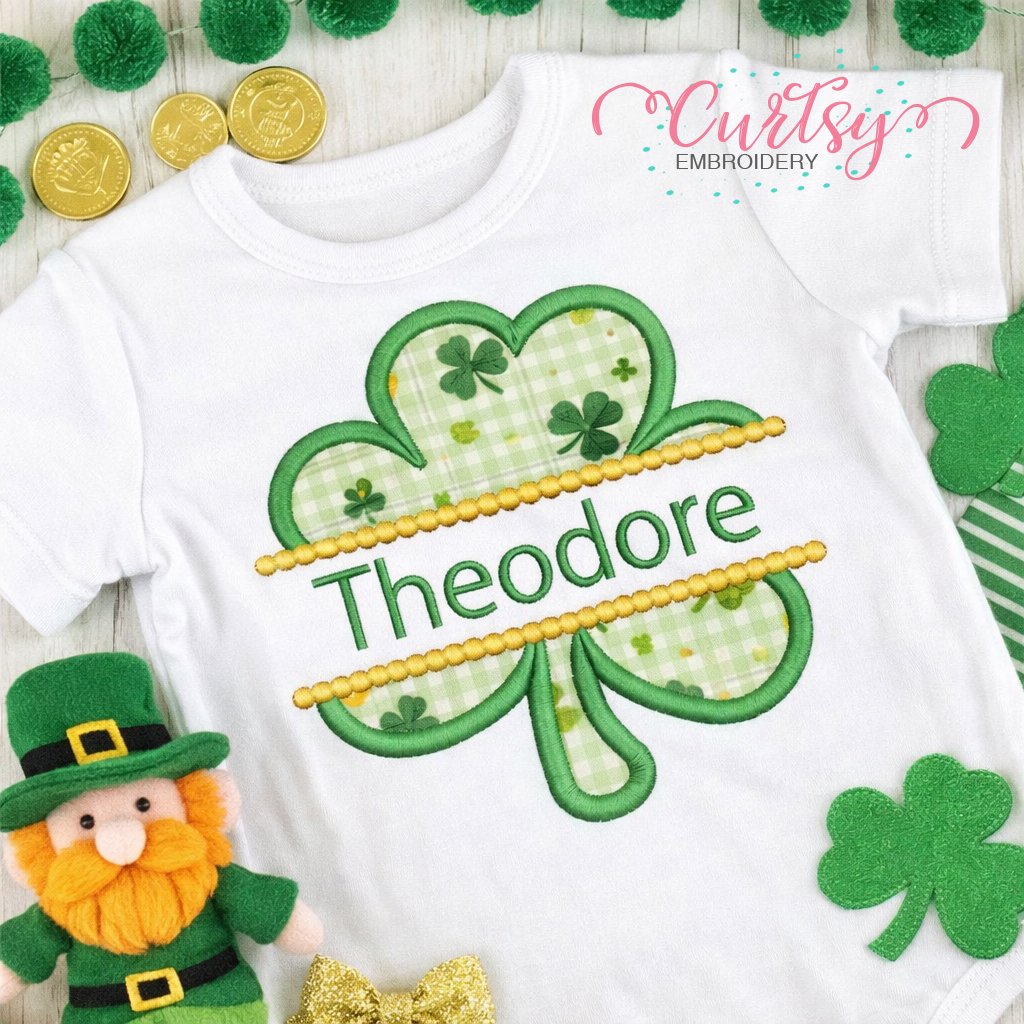 Split Shamrock Applique Design logo1