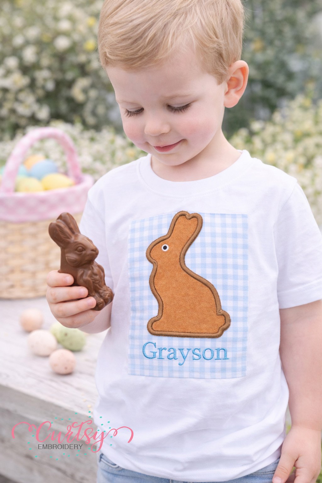 Chocolate Easter Bunny Applique Design logo 3 Chocolate Easter Bunny Applique Design logo 3