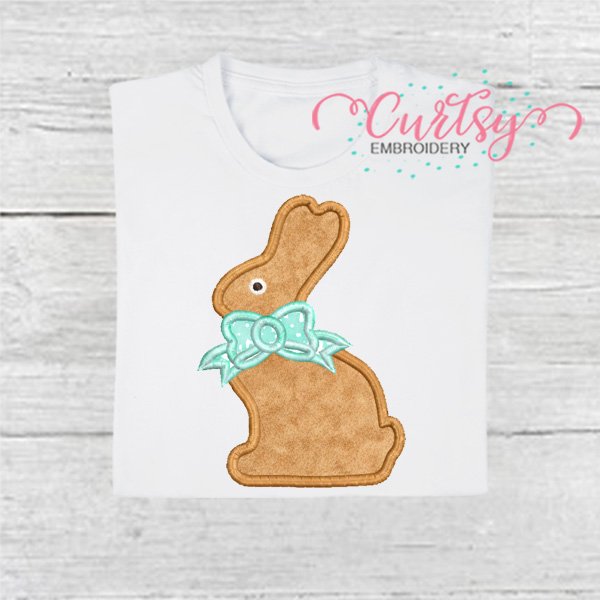 Chocolate Easter Bunny Bow Applique Design 600