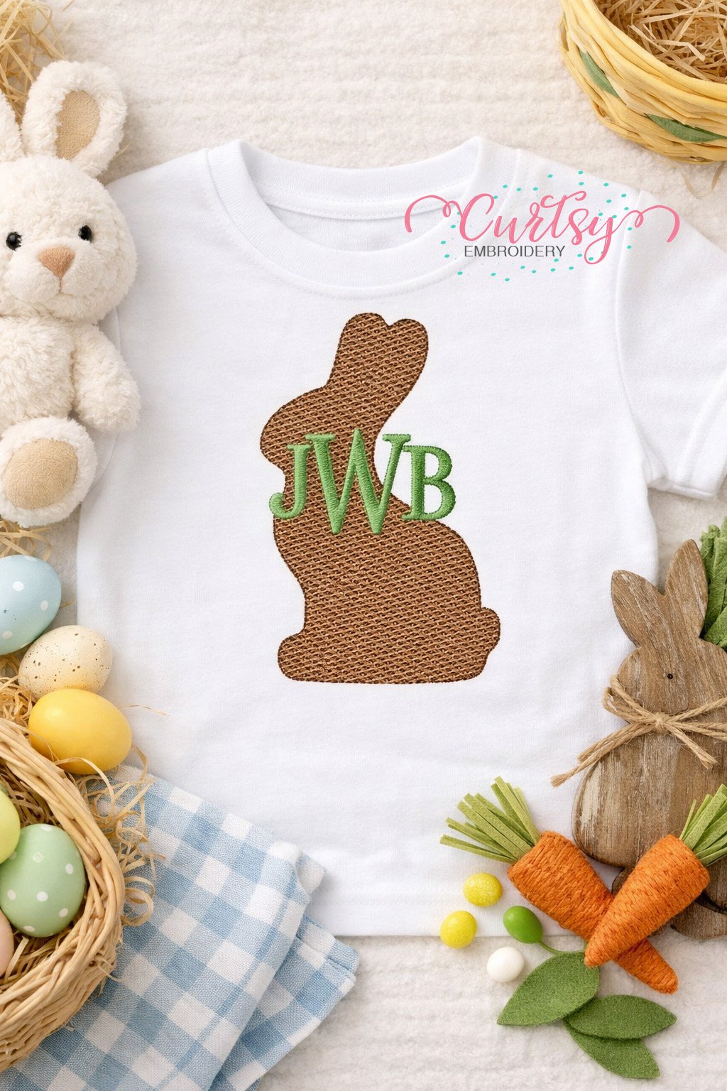 Chocolate Easter Bunny Quick Stitch Embroidery Logo 2
