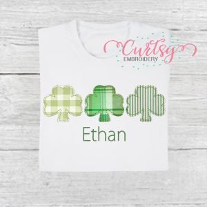 Shamrock Trio Bean Stitch Applique