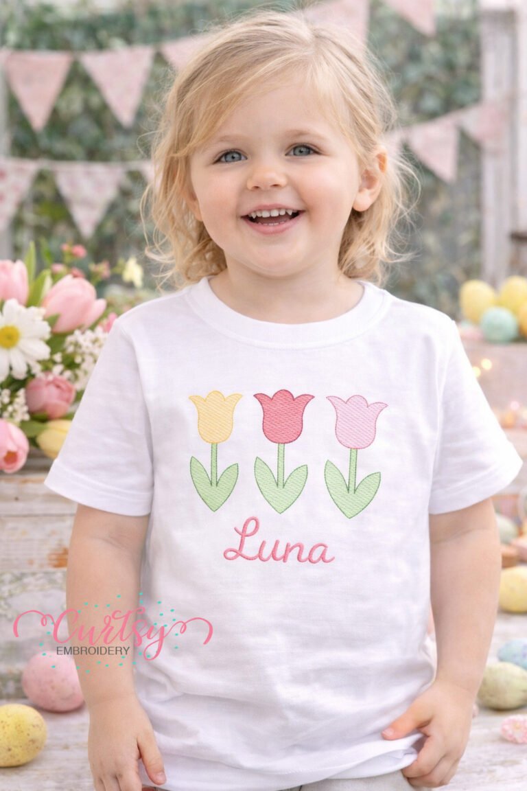 Tulip Trio Quick Stitch Embroidery Design Logo 2