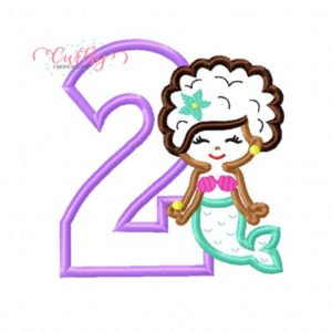 2 Mermaid Afro Applique Design