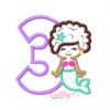 3rd Birthday Mermaid Afro Applique Design 3rd Birthday Mermaid Afro Applique Design