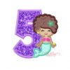 5th Birthday Cute Mermaid Afro Embroidery Design