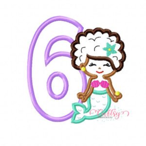 6 Mermaid Afro Applique Design