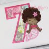 7th Birthday Mermaid Cute Afro Applique picture 1
