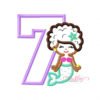 7th Birthday Mermaid with Afro Applique Design