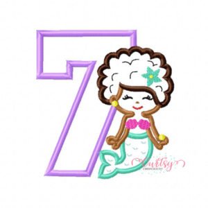 7 Mermaid Afro Applique Design