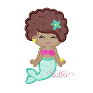 Afro Mermaid Applique Design