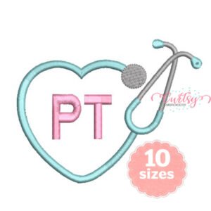 Stethoscope Heart PT  Embroidery