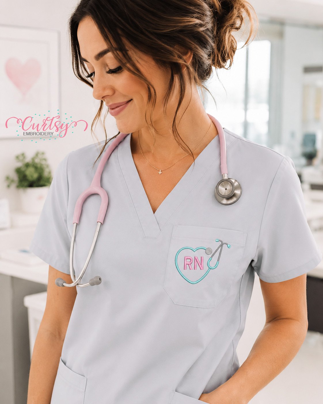 RN Heart Stethoscope Embroidery Design _ Logo 2 RN Heart Stethoscope Embroidery Design _ Logo 2
