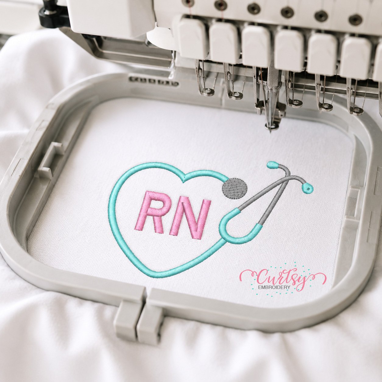 RN Heart Stethoscope Embroidery Design _ Logo 3 RN Heart Stethoscope Embroidery Design _ Logo 3