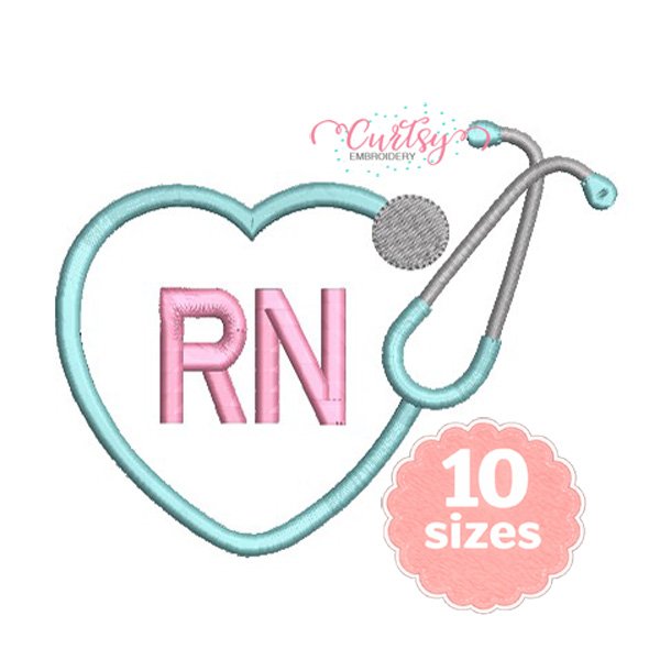 RN Heart Stethoscope Embroidery Design _ Website RN Heart Stethoscope Embroidery Design _ Website