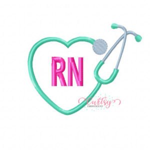 Stethoscope Heart RN Embroidery