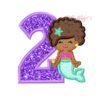 Second Birthday Mermaid Afro Applique Design Second Birthday Mermaid Afro Applique Design