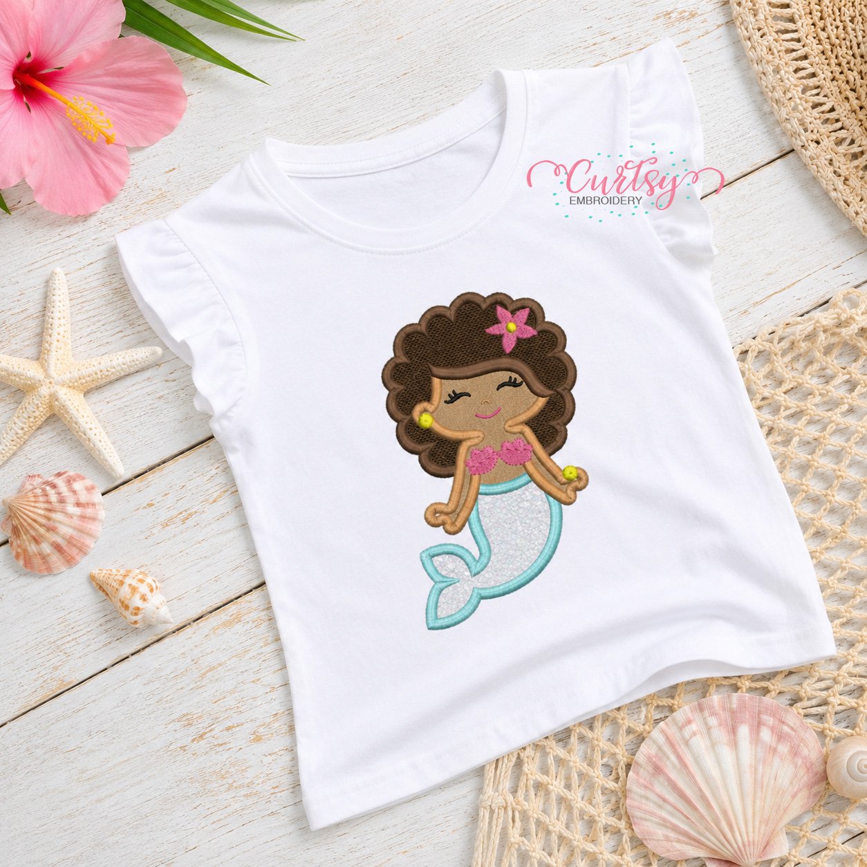 Curly Mermaid Applique Design _ Logo 1
