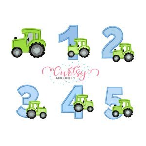 Birthday Tractor Applique Set