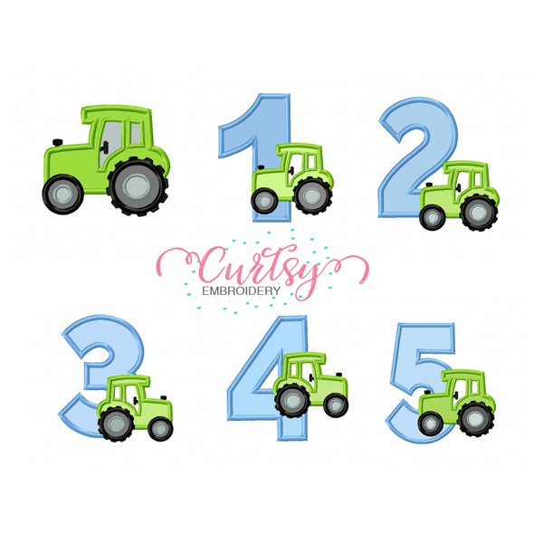 Birthday Tractor Embroidery Applique Design Birthday Tractor Embroidery Applique Design