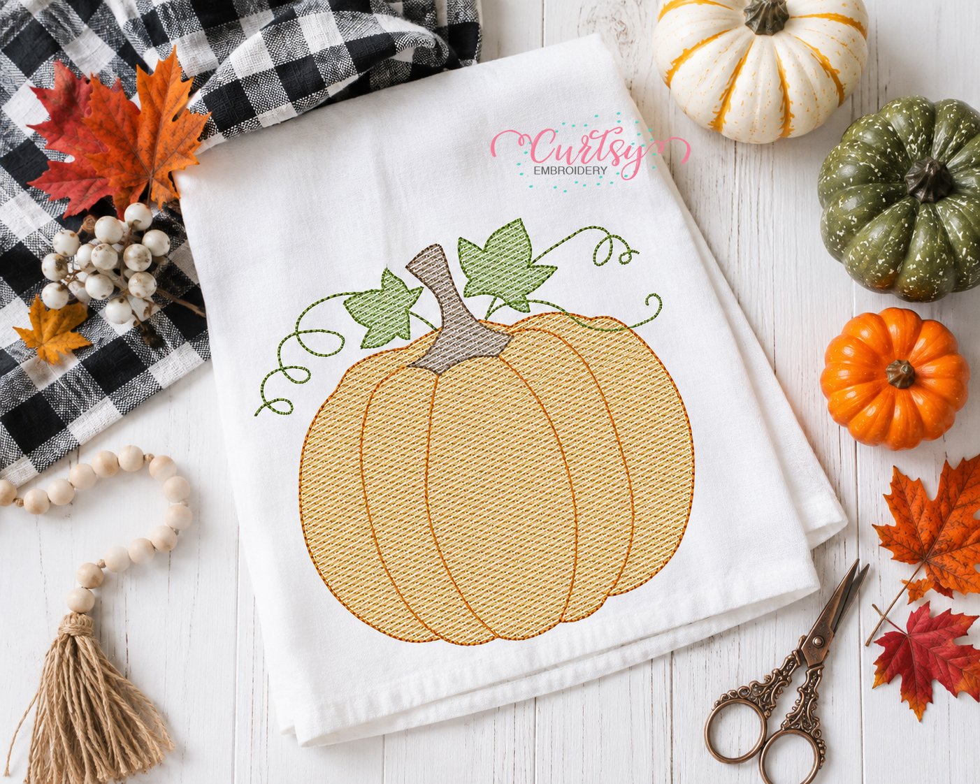 Sketch Fill Pumpkin Embroidery Design _ Logo 1