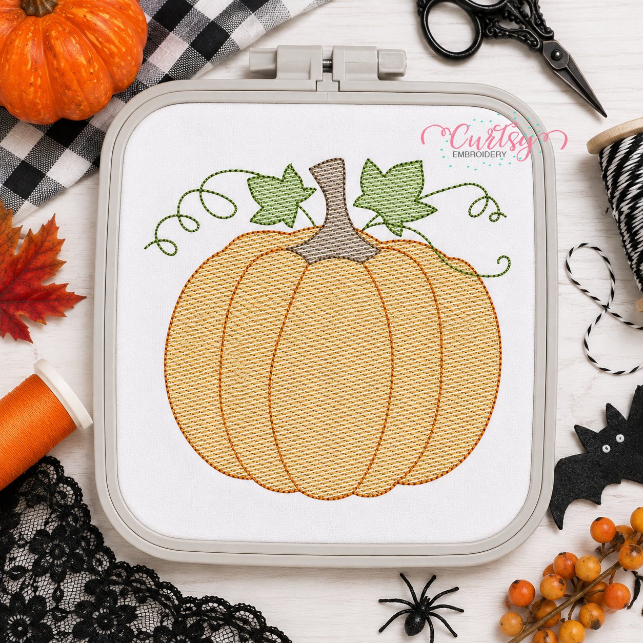 Sketch Fill Pumpkin Embroidery Design _ Logo 2