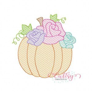 Sketch Floral Pumpkin Embroidery