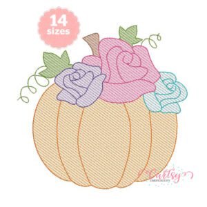 Sketch Floral Pumpkin Embroidery