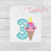 3 Unicorn Ice Cream Cone Applique Picture 1