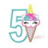 5 Unicorn Ice Cream Cone Applique Design 5 Unicorn Ice Cream Cone Applique Design