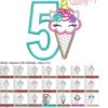 5 Unicorn Ice Cream Cone Applique MAP 5 Unicorn Ice Cream Cone Applique MAP