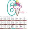 6 Unicorn Ice Cream Cone Applique MAP