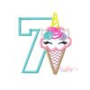 7th Birthday Unicorn Ice Cream Cone Applique Design 7th Birthday Unicorn Ice Cream Cone Applique Design